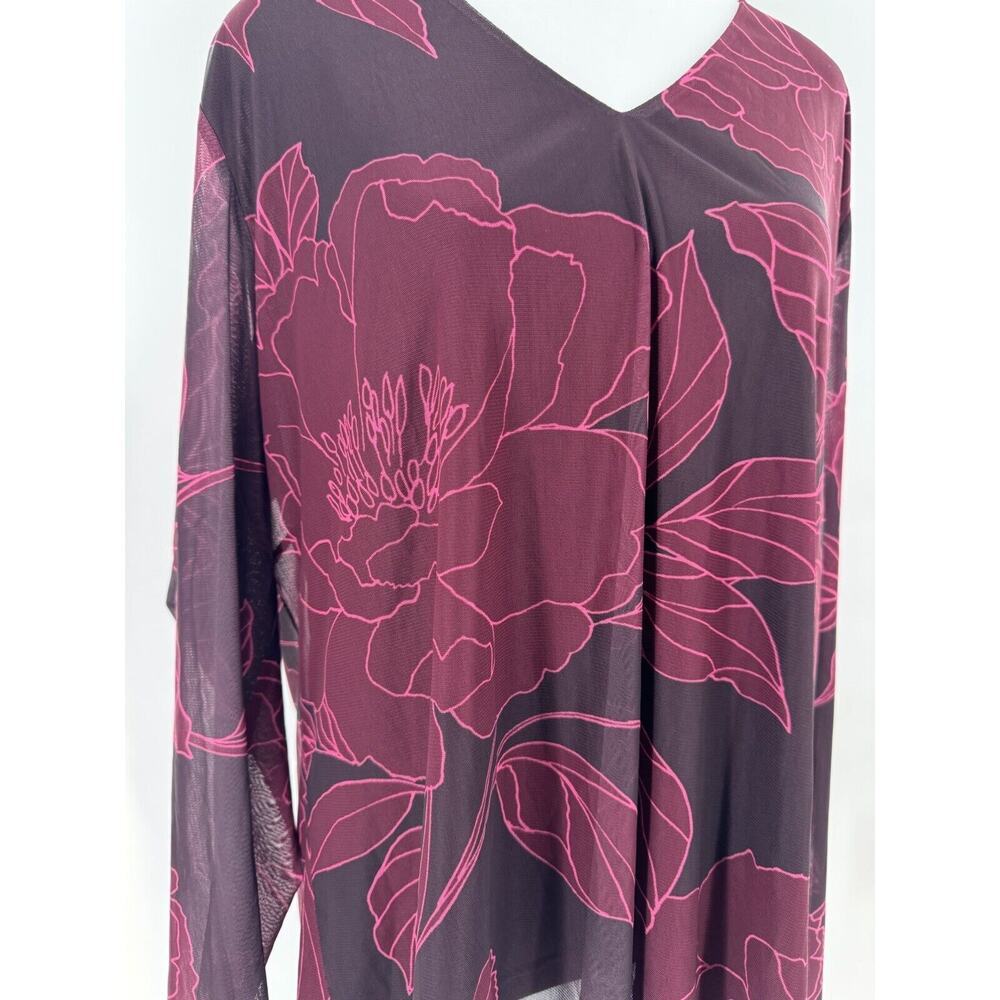 Les Serein Shirt Top Women’s Size XL Mesh Floral Y2K Long Sleeve Graphic 90’s - Picture 2 of 14